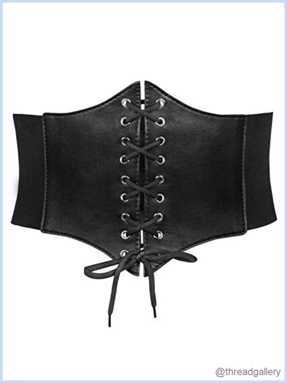 Wide Elastic PU Leather Renaissance Corset Waist Belt Lace-Up Costume Waspie